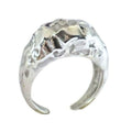 Amorphous Shiny Silver Oval Signet Ring