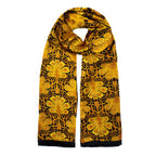 Black Silk Scarf with Ornate Gold Pattern Reims