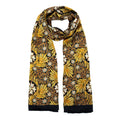 Black Silk Scarf with Gold Floral Motifs Aurum