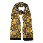 Black Silk Scarf with Gold Floral Motifs Aurum