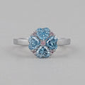Blue Heart Cut Lab Diamond Flower Ring