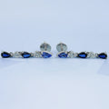 Blue Pear Cut Gemstone Drop Dangle Earrings