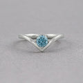 Blue Round Lab Diamond Curved Solitaire Ring