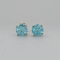 Pink And Blue Round Diamond Stud Earrings