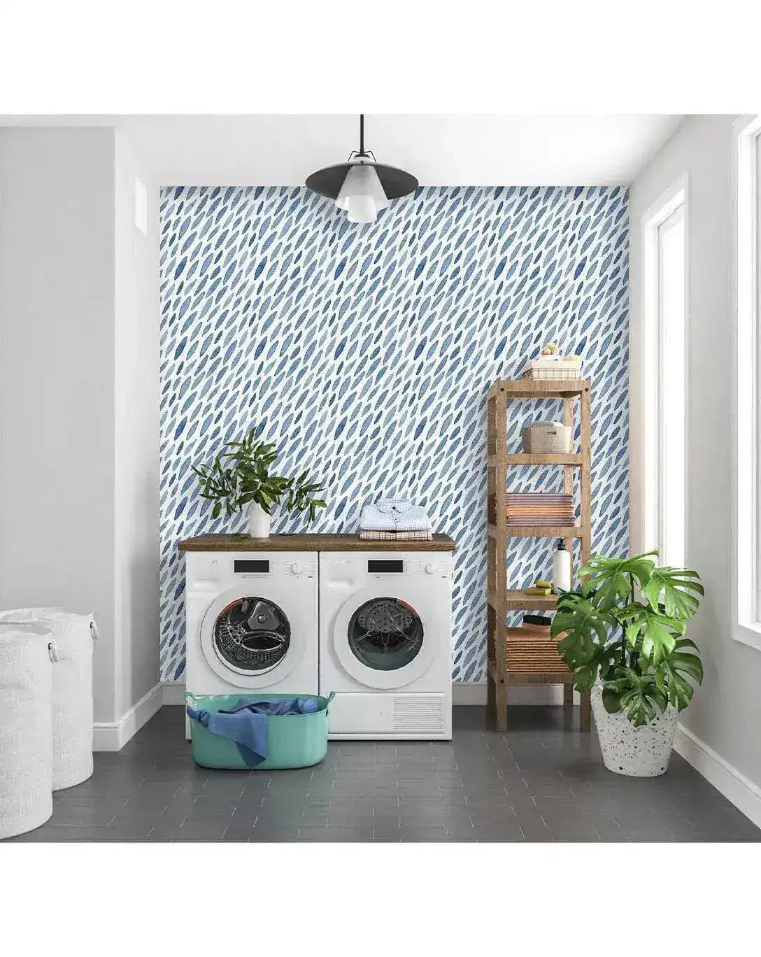 Blue Watercolor Petals Removable Wallpaper