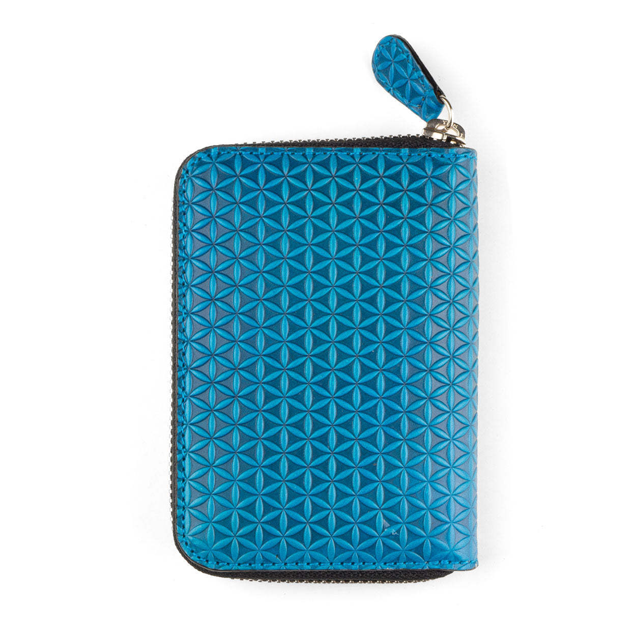 Blue Small Leather Wallet Embossed