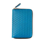 Blue Small Leather Wallet Embossed