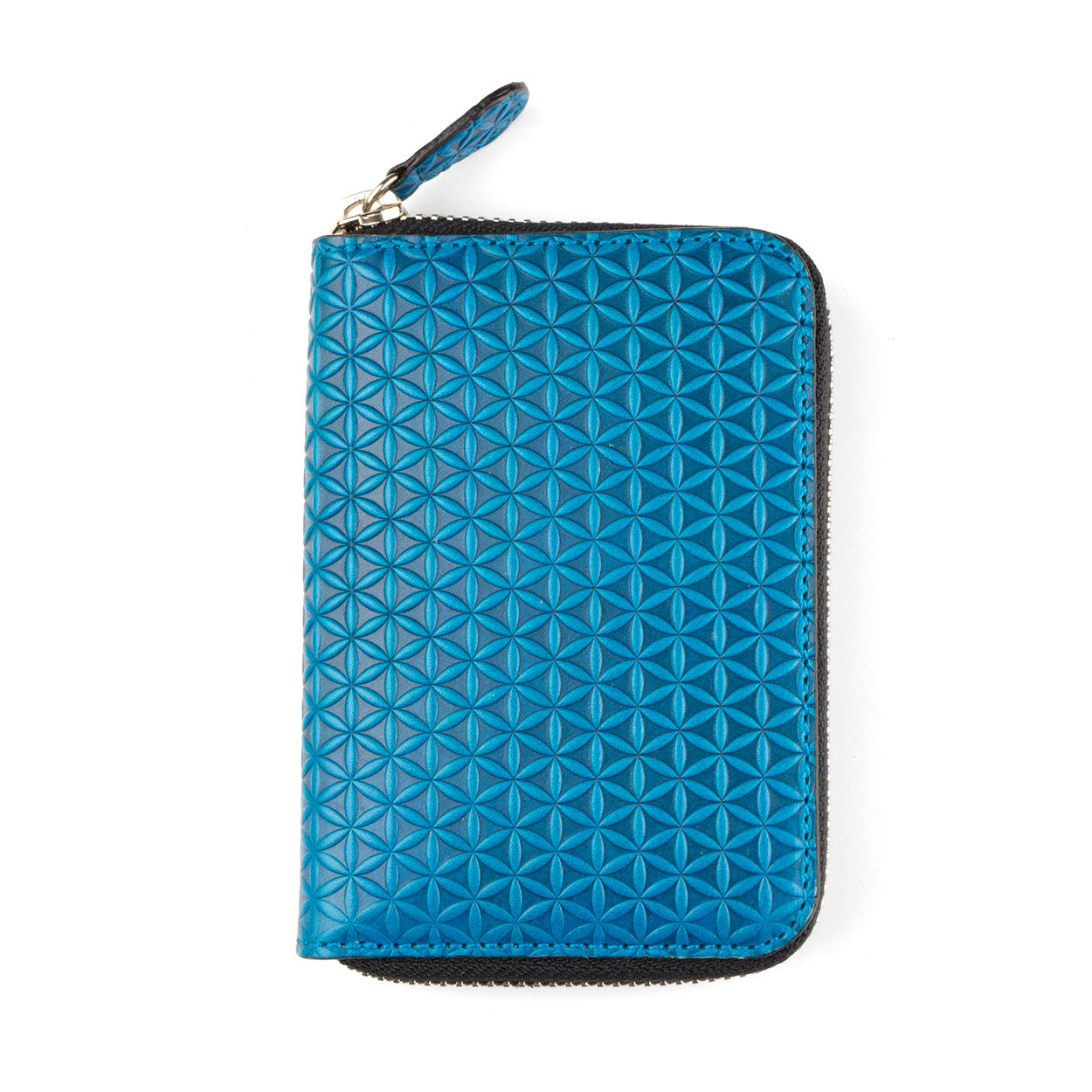 Blue Small Leather Wallet Embossed