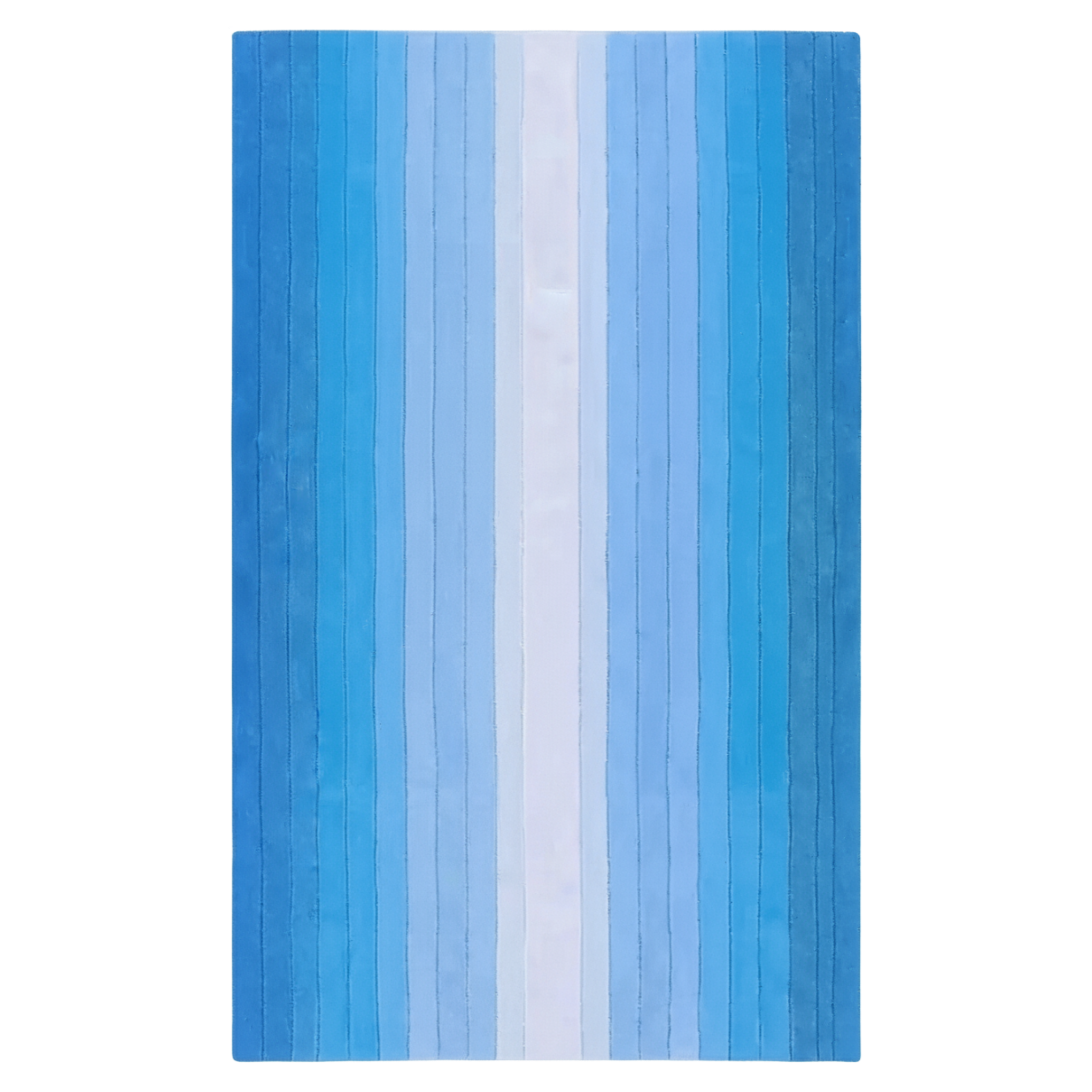 Blue Ombre Stripe Hand Tufted Wool Rug