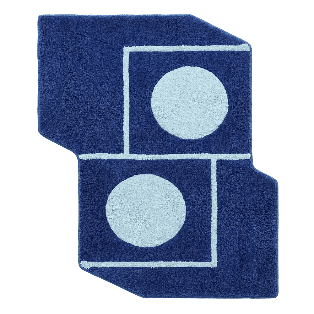 Blue Orbit Blocks Hand Tufted Rug