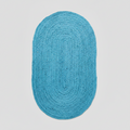 Natural Oval Jute Rug - Blue