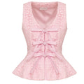 Blush Pink Lace Bow Peplum Top