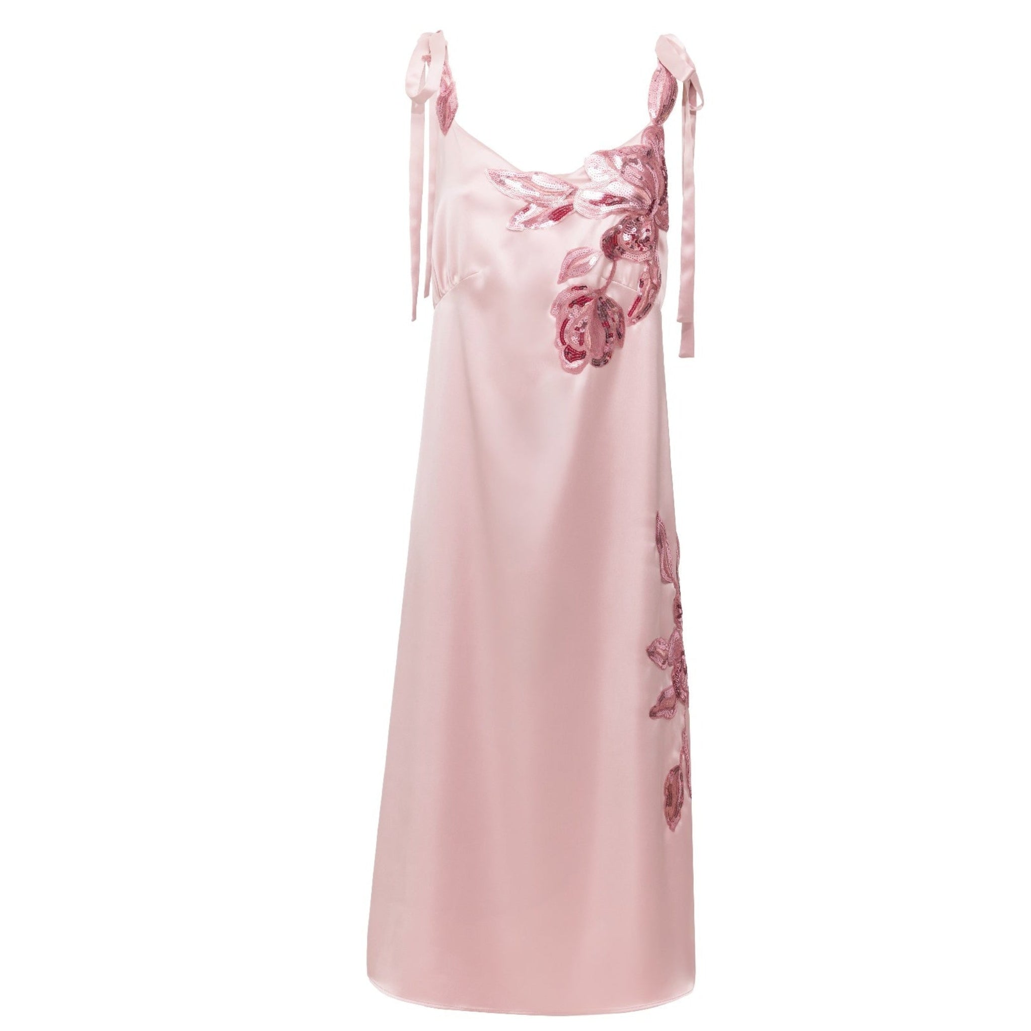 Blush Pink Satin Slip Midi Dress