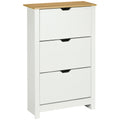 Space Saving Shoe Storage Cabinet with 3 Flip Drawers for 18 Pairs of Shoes, White