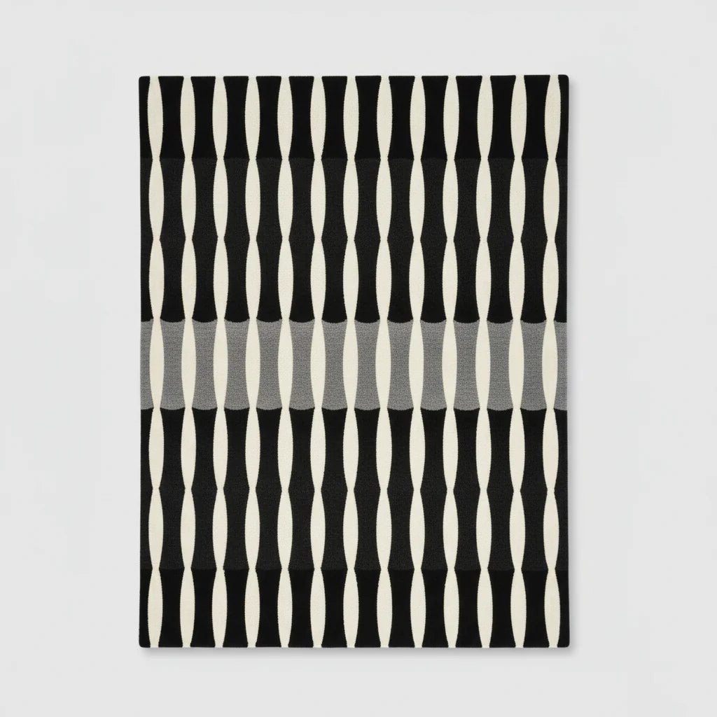 Bone and Stick Hand Tufted Wool Rug