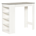 High Top Pub Table with 4 Storage Shelves for Home Bar Kitchen, Grey