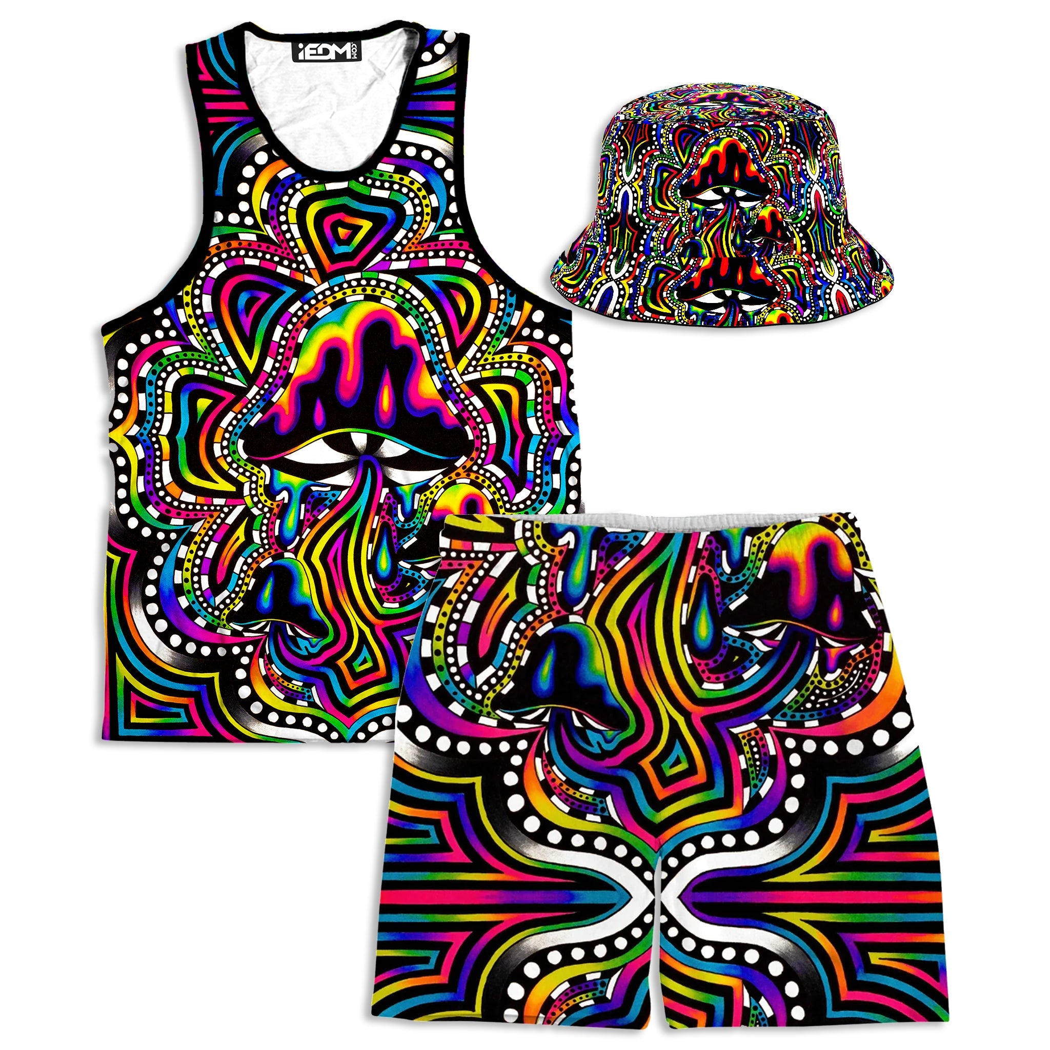 Briz Shroomz Men's Tank and Shorts with Bucket Hat Combo