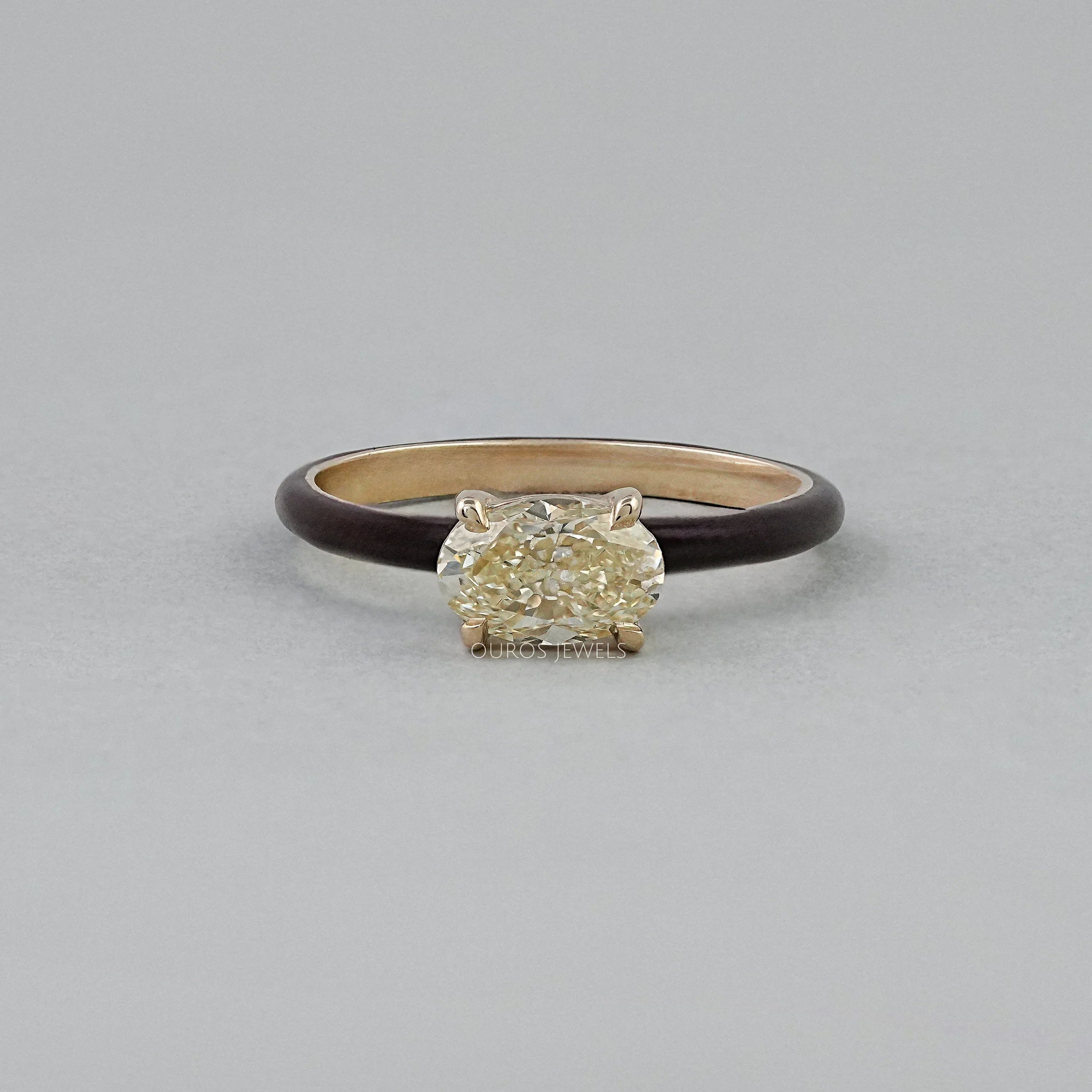 Brown Enamel Solitaire Lab Diamond  Ring