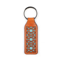 Islamic Art inspired Brown and Blue Leather Keychain