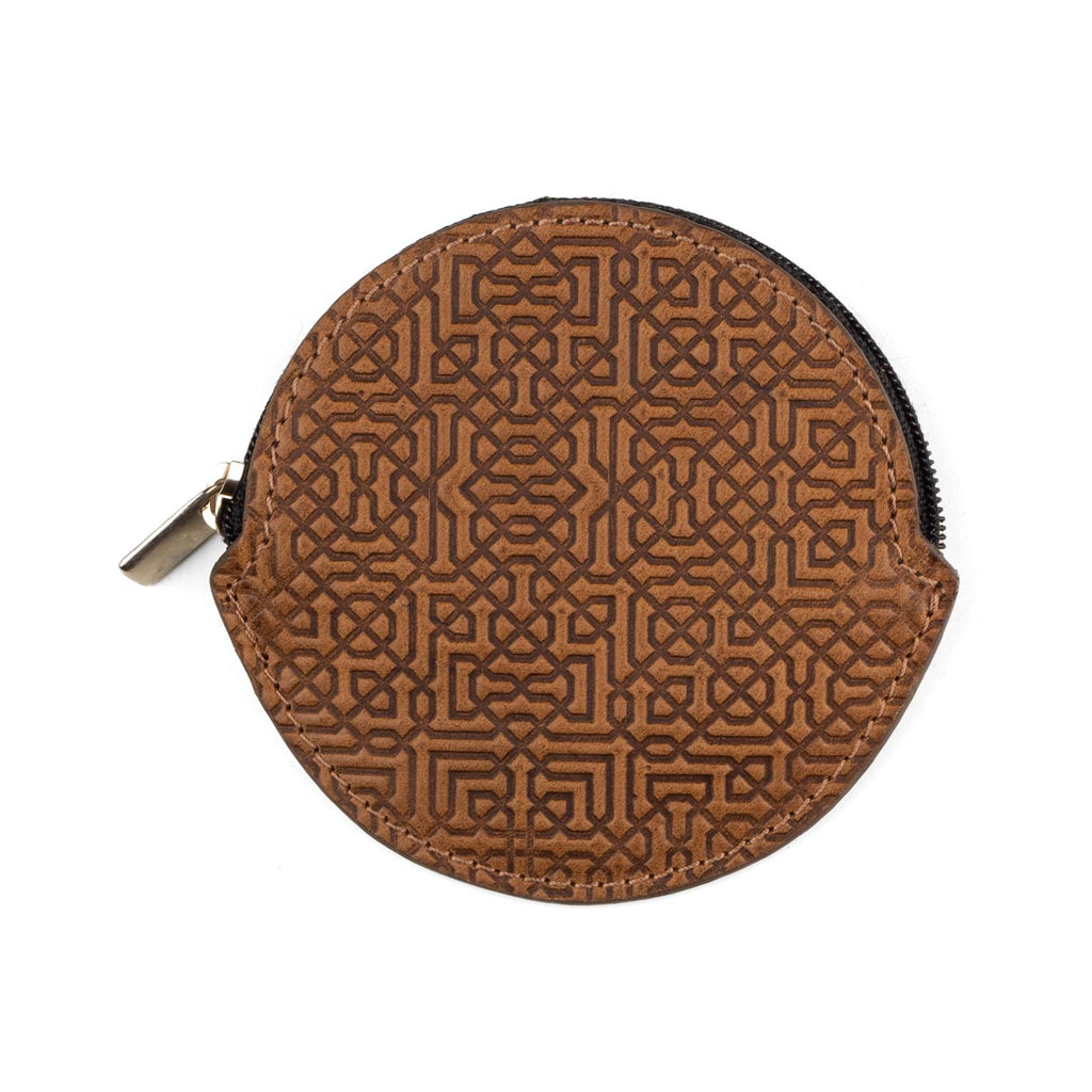 Embossed Brown Leather Coin Purse Garnata
