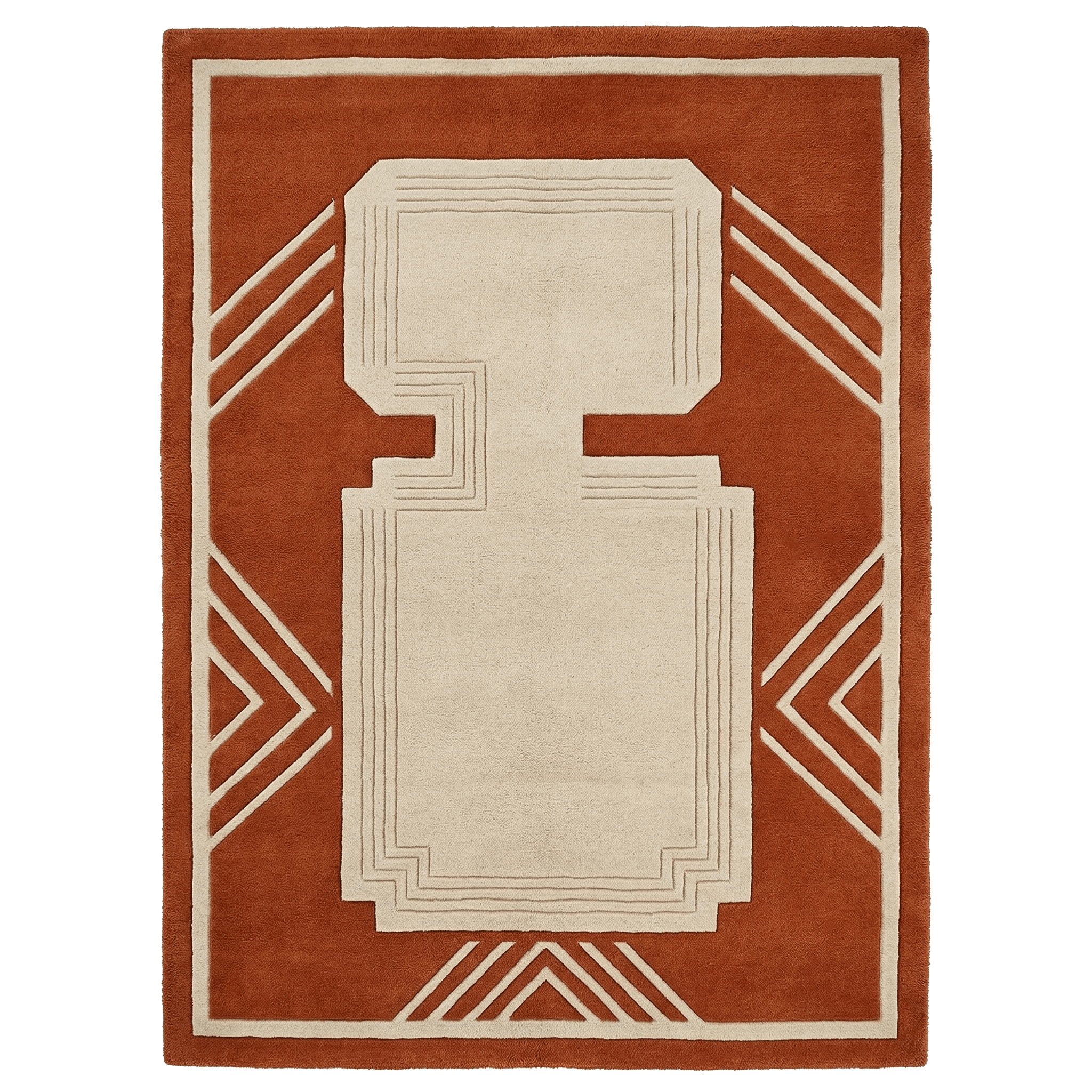 Burnt Orange Geometric Field Hand Tufted Rug