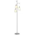 Industrial Floor Lamp with 3 Hanging Wire Lampshades, Silver