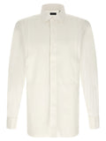 Finamore Pleated Front Tuxedo Shirt — White