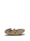 Balmain Buckle-Strap Lambskin Flat — Beige