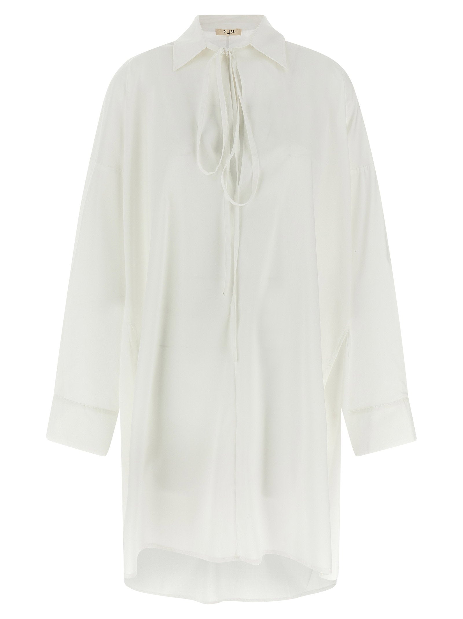 Di.la3 Pari' Oversized Silk Shirt — White