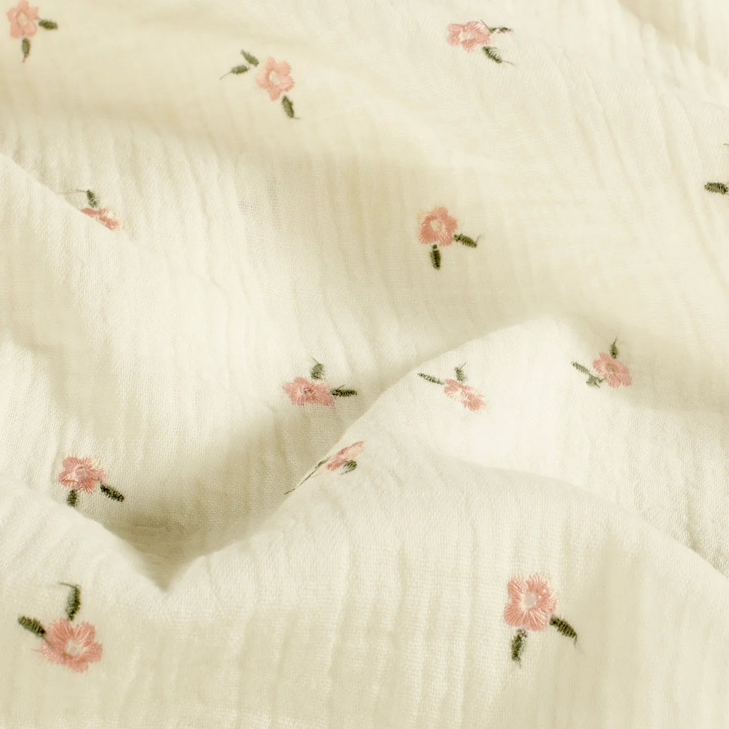 Trenza Protectora de Cuna y Cama Artesanal - Muselina Flor Bordada