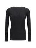 Rick Owens Slim Ribbed Merino Wool Sweater — Black