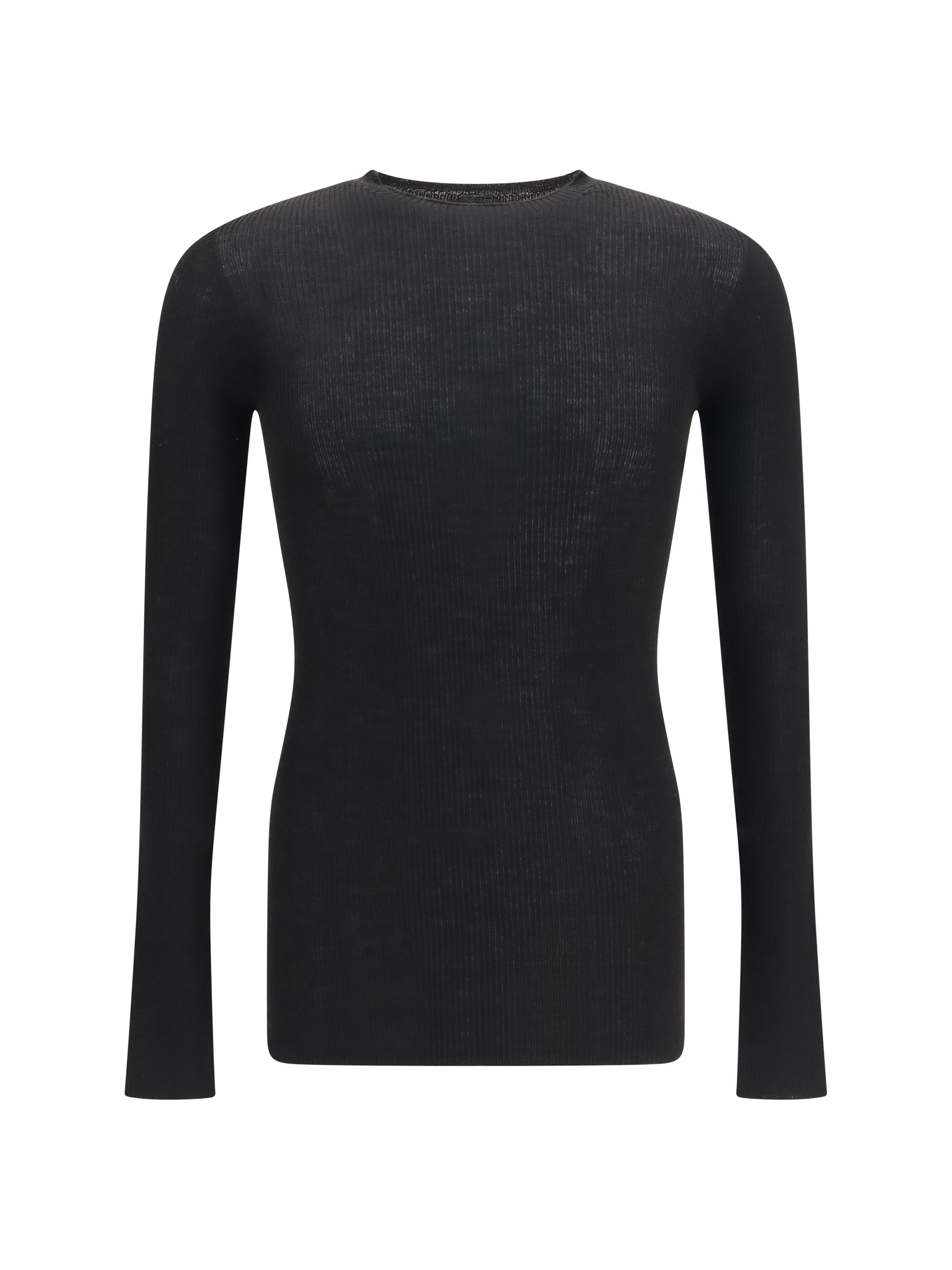 Rick Owens Slim Ribbed Merino Wool Sweater — Black