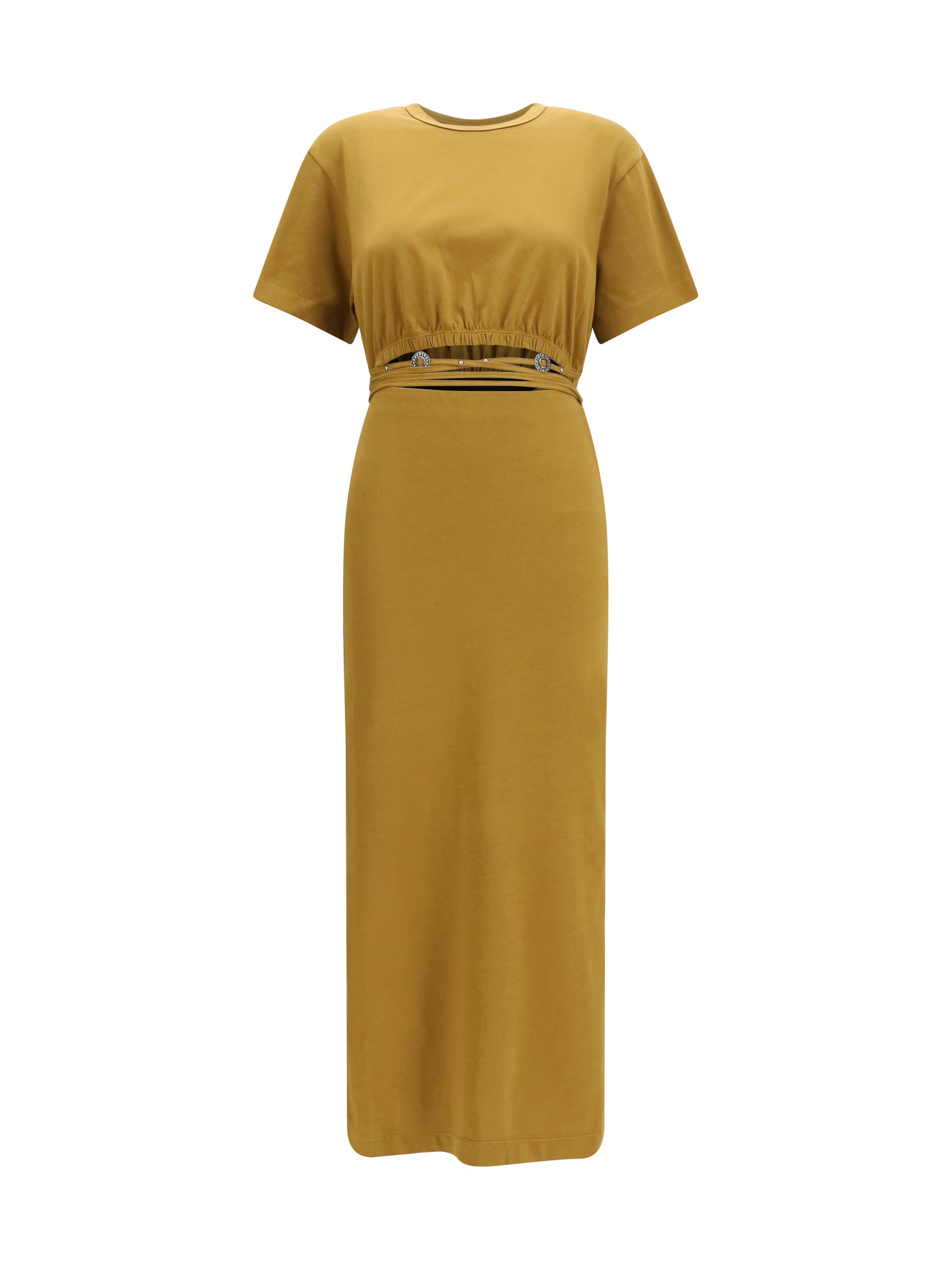 Pinko Cut-Out Detailing Midi Dress — Bronze