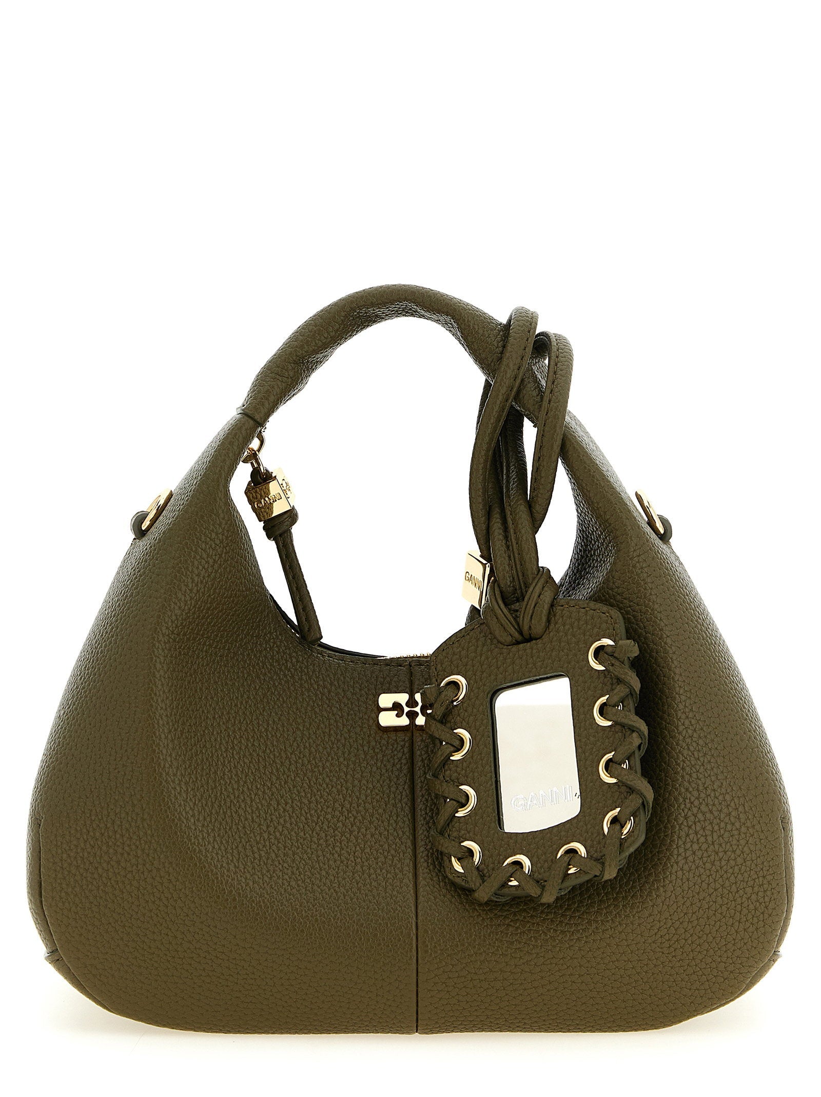Ganni Mini Hobo Shoulder Bag — olive