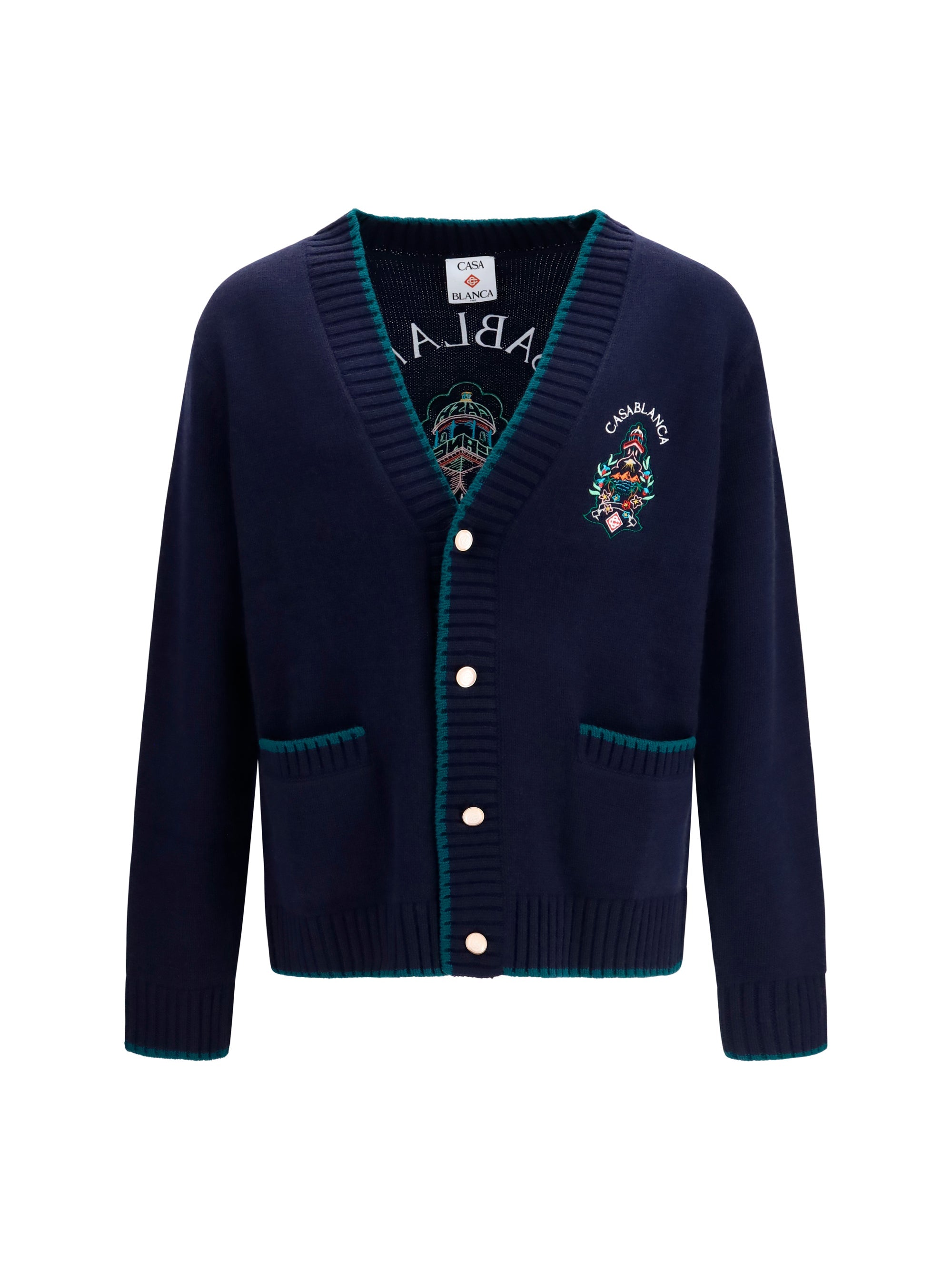 Casablanca Hotel Crest Cardigan — Navy