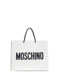 Moschino Logo-Print Calf Leather Shoulder Bag — White
