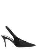 René Caovilla Crystal-Embellished Slingback Heel — Black