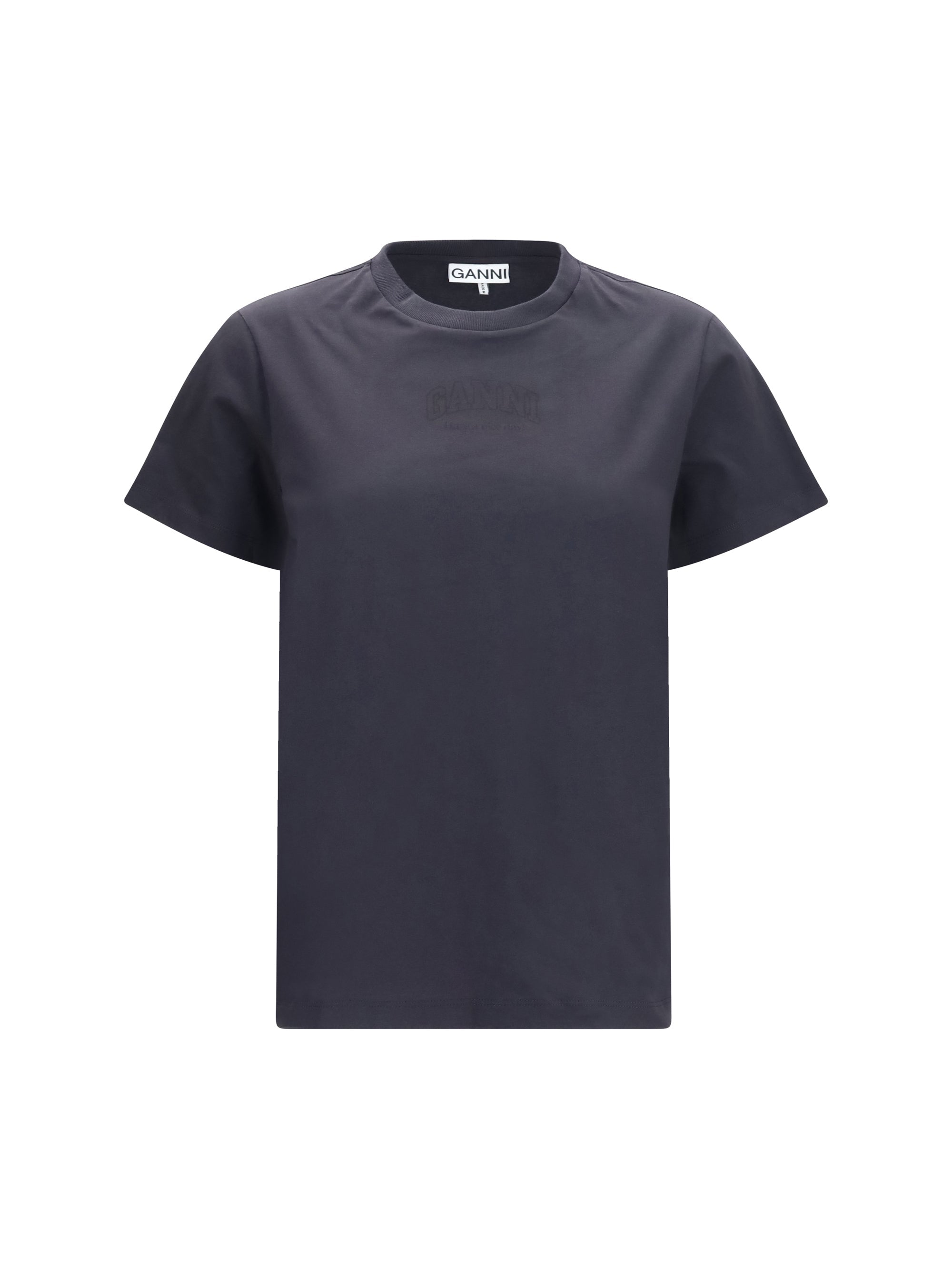 Ganni Crewneck Cotton T-Shirt — Black