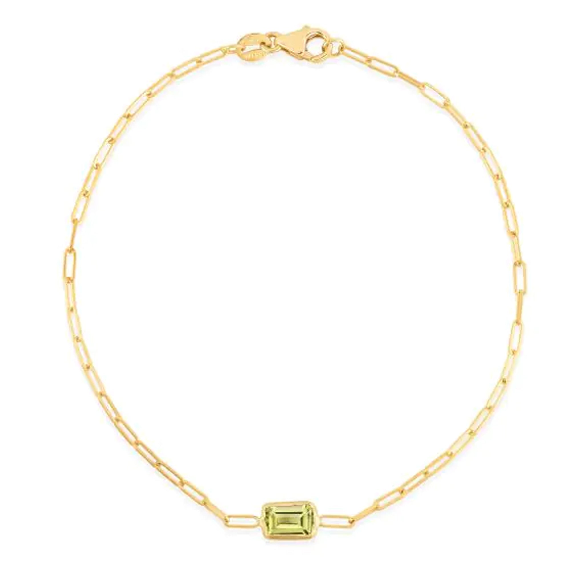 Peridot Paperclip Bracelet