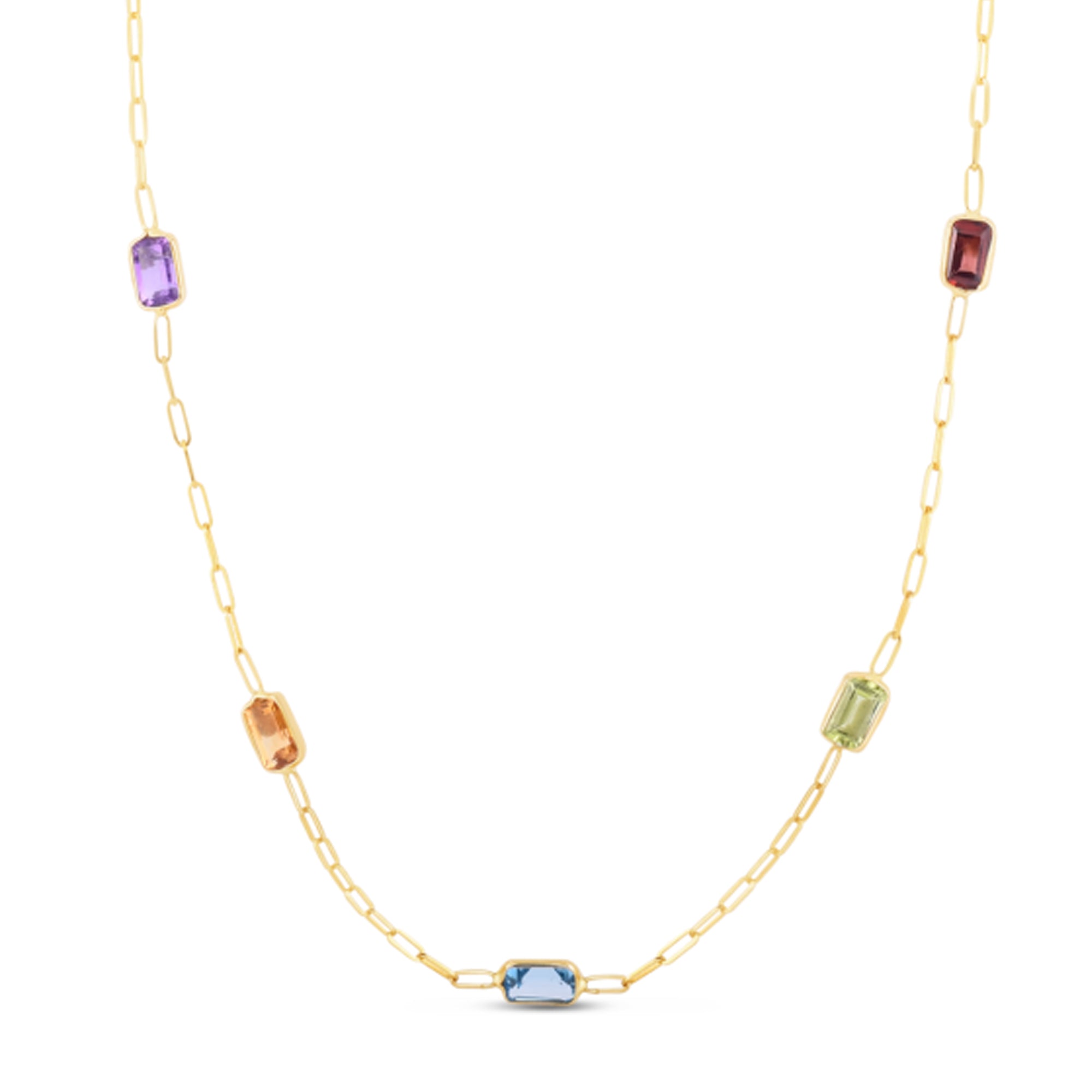 Multi-Gemstone Paperclip Chain