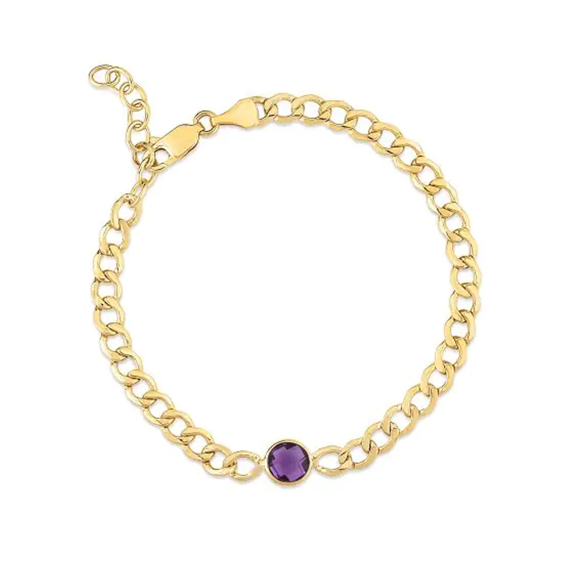 Amethyst Curb Chain Bracelet