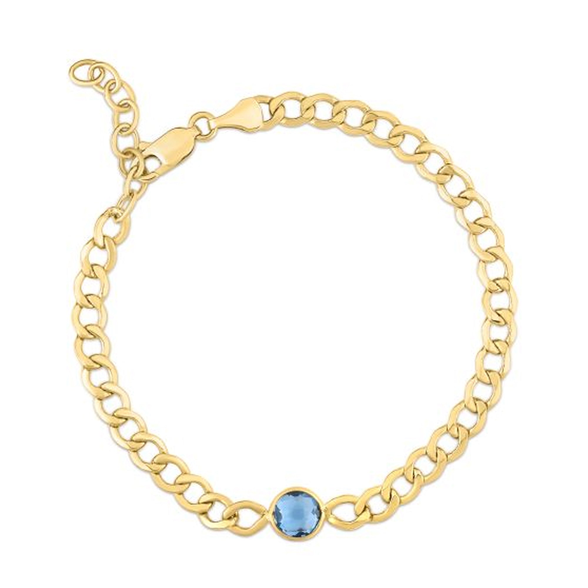 Blue Topaz Curb Chain Bracelet