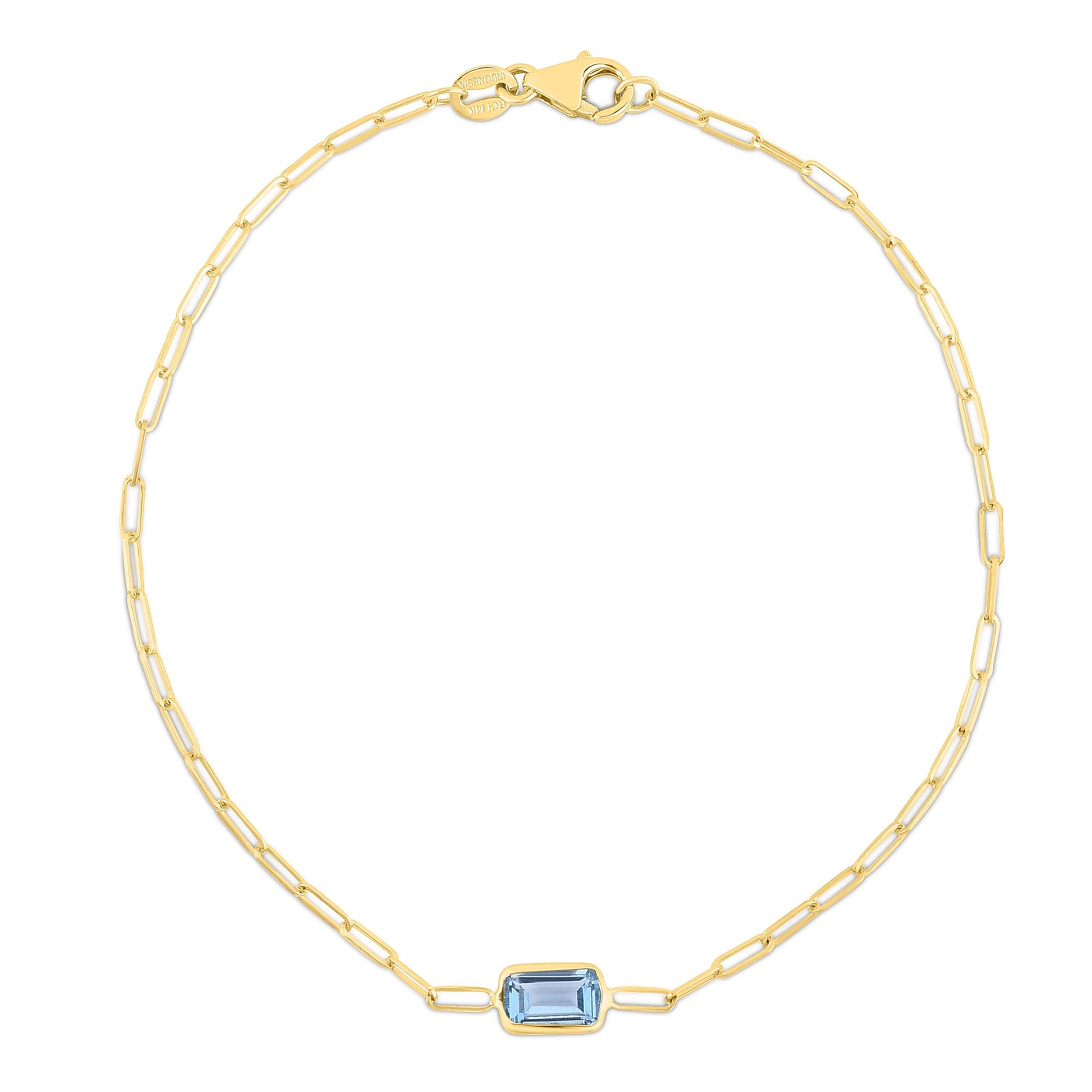Blue Topaz Paperclip Bracelet