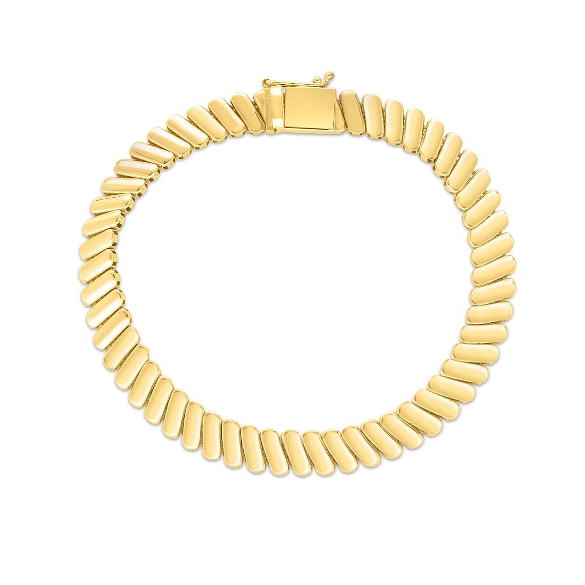 Gold Rib Link Bracelet