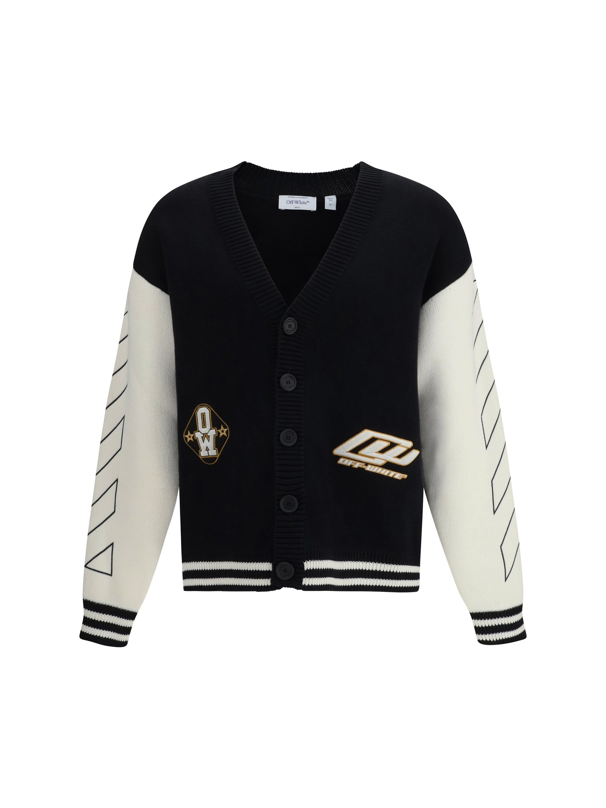 Off-White Star Logo Diagonal Varsity Cardigan — Black