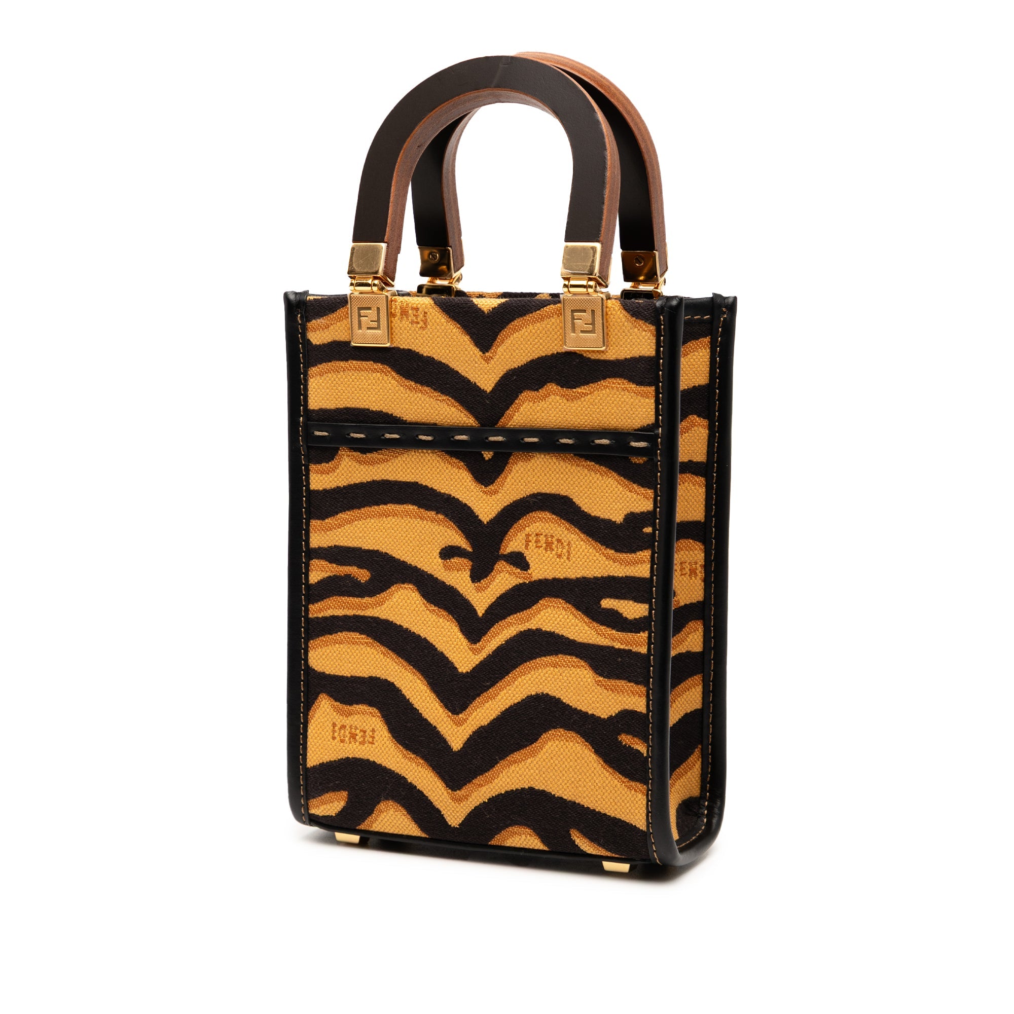 Mini Embroidered Canvas Tiger Print Sunshine Shopper Tote