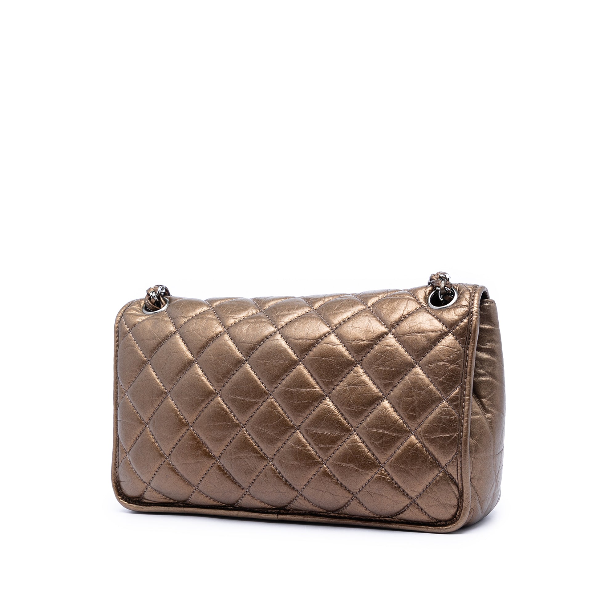 Quilted Metallic Aged Calfskin Vintage Ligne Flap