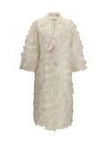 Max Mara Silk Appliqué Coat — Beige