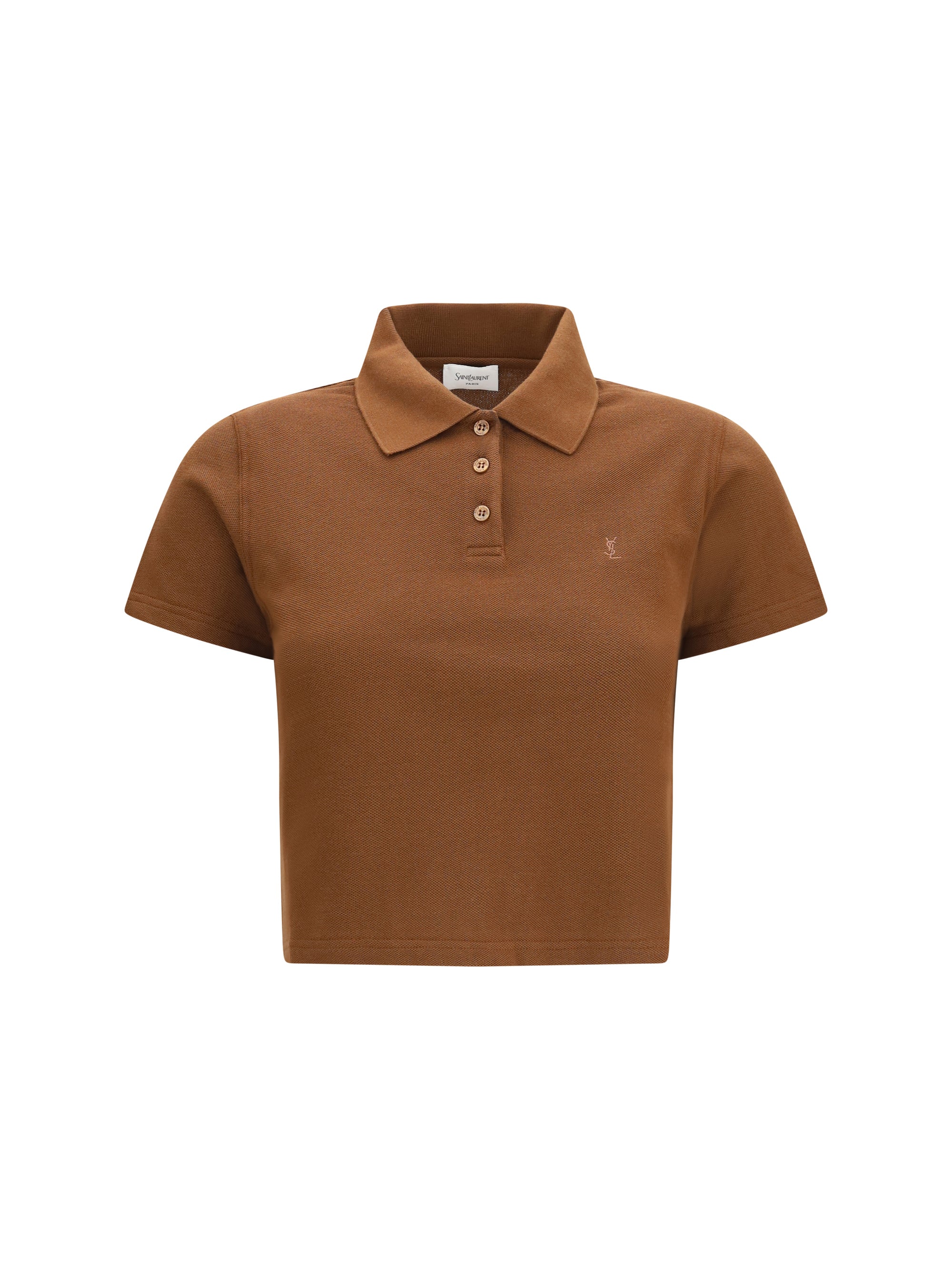 Saint Laurent Cassandre Polo Shirt — Brown
