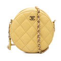 CC Quilted Caviar Round Clutch With Chain